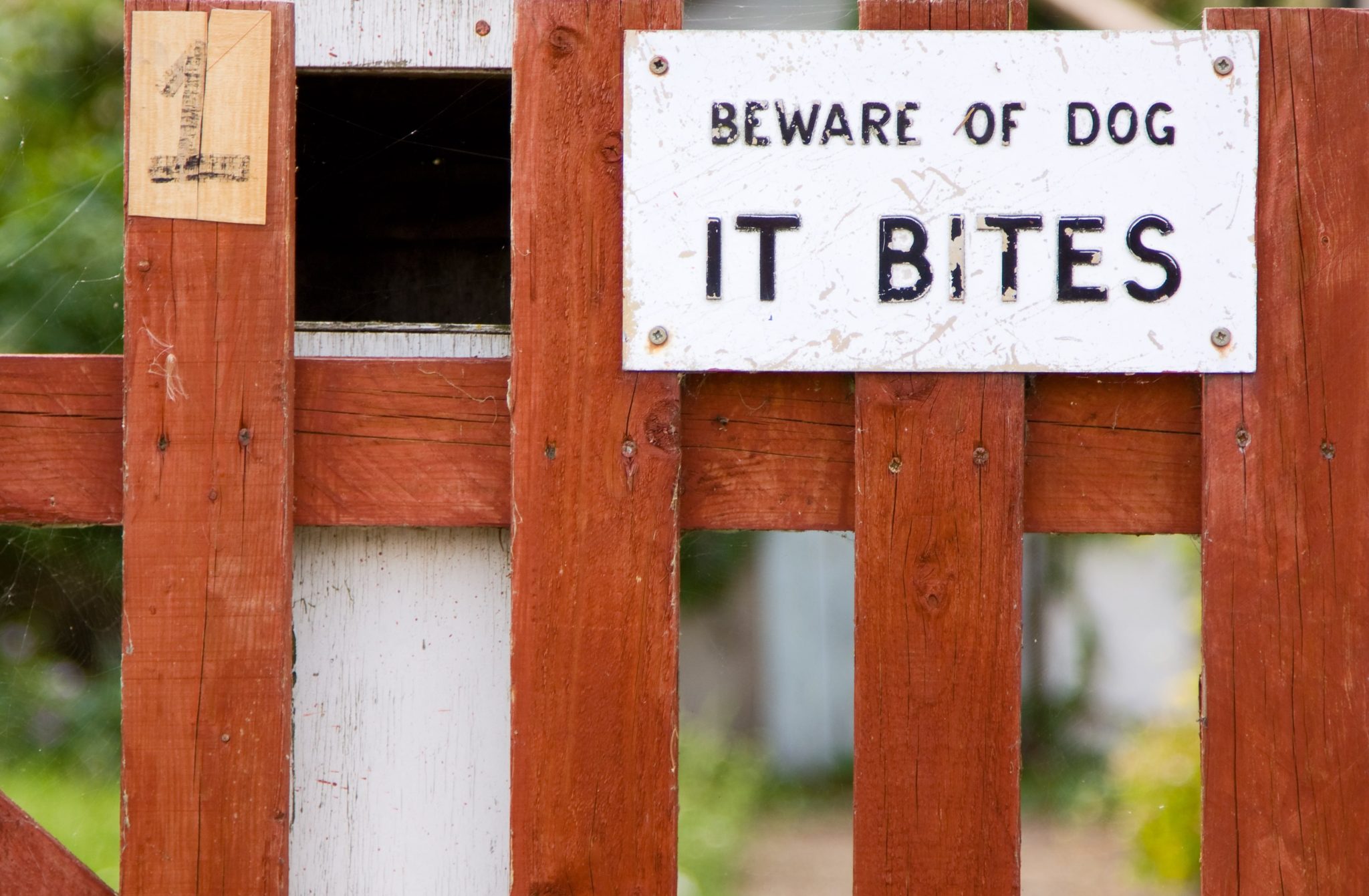 beware dog bites sign