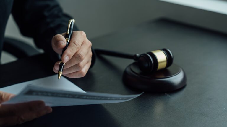Lawyer checking documents.