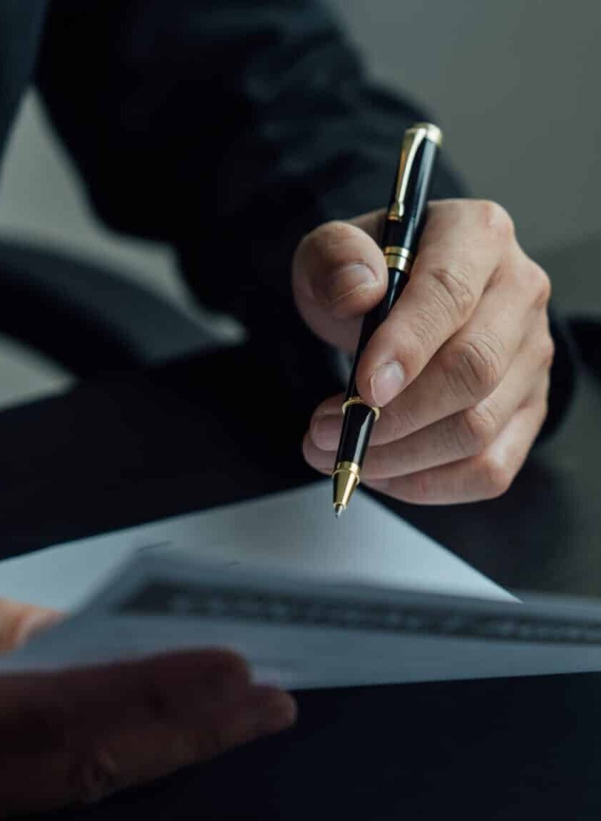 Lawyer checking documents.