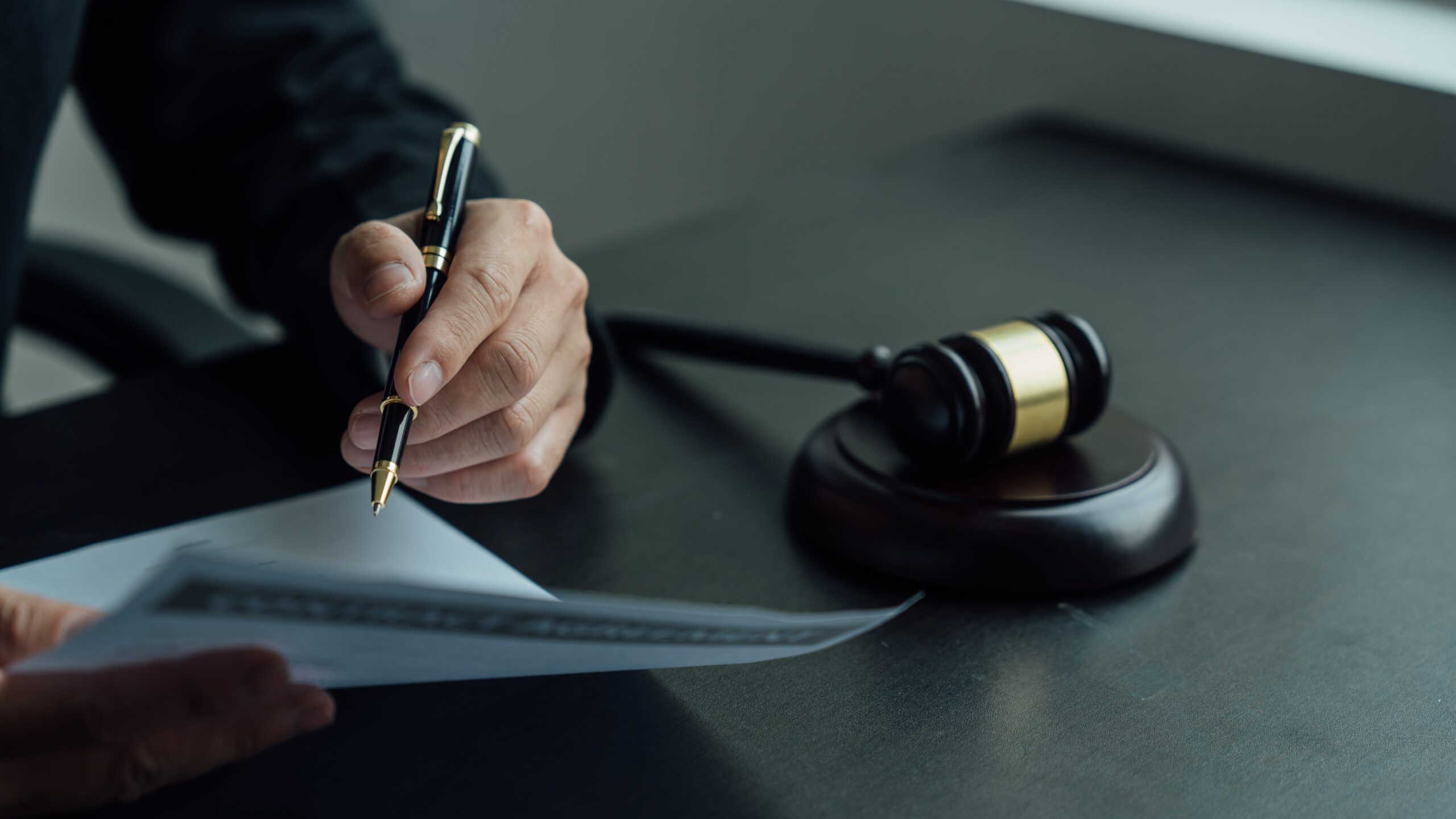 Lawyer checking documents.